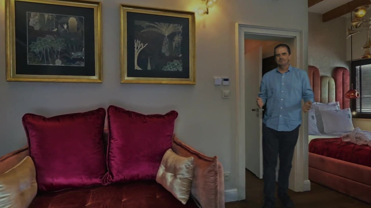 A European apartment interior reconstructed as a photoreal 3D Gaussian splat, a frame from a CastleVision 3D capture
