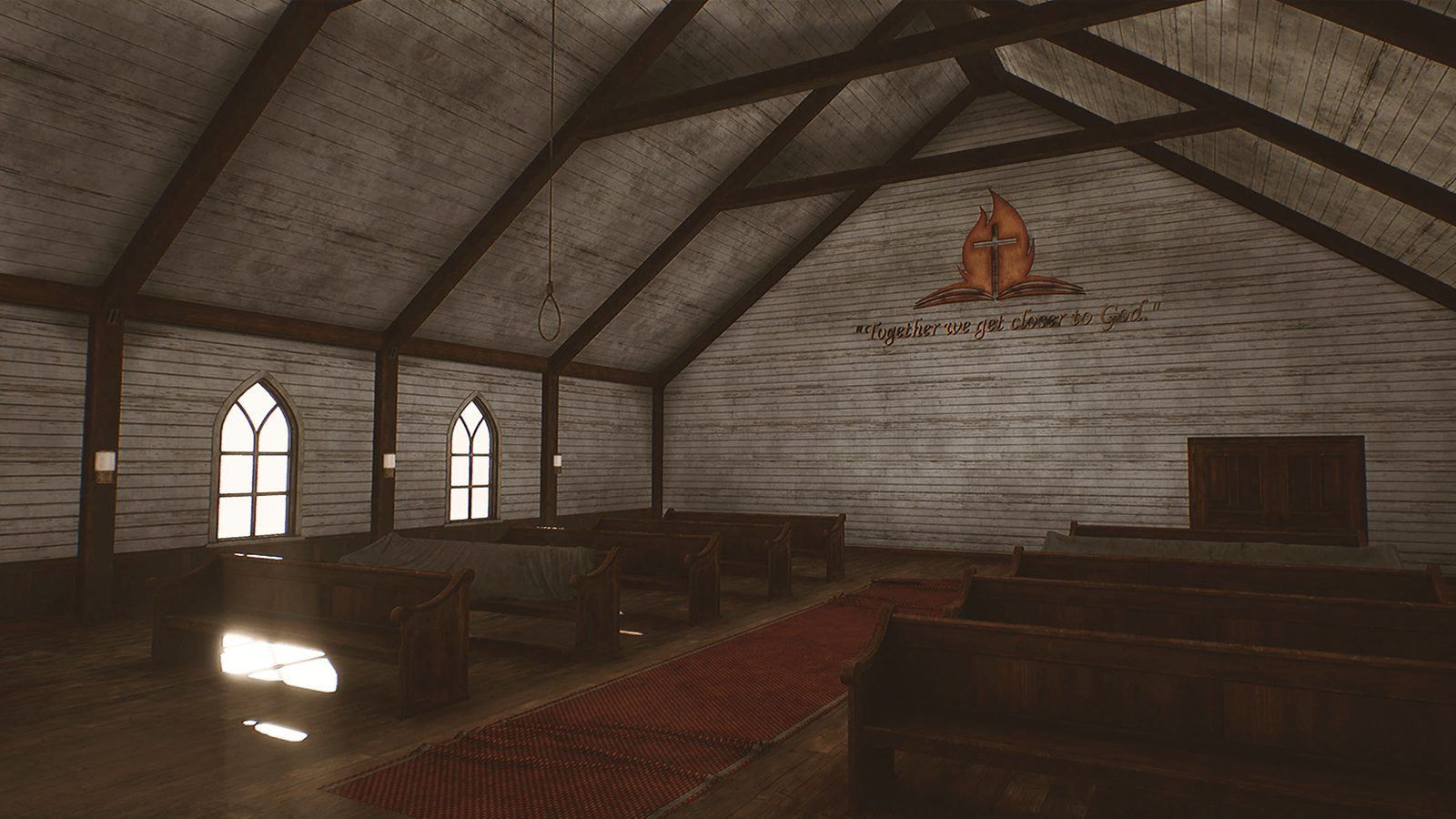 Abandoned Church virtual production standing set — angle 3 on the L.A. & ABQ Castle Studios stage