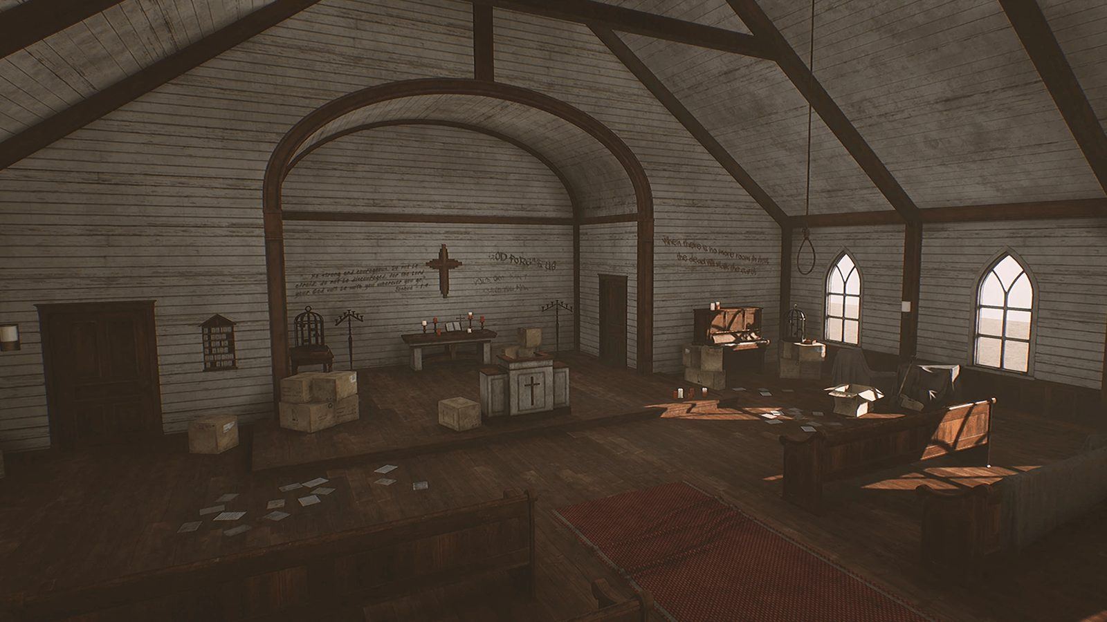 Abandoned Church virtual production standing set — angle 4 on the L.A. & ABQ Castle Studios stage