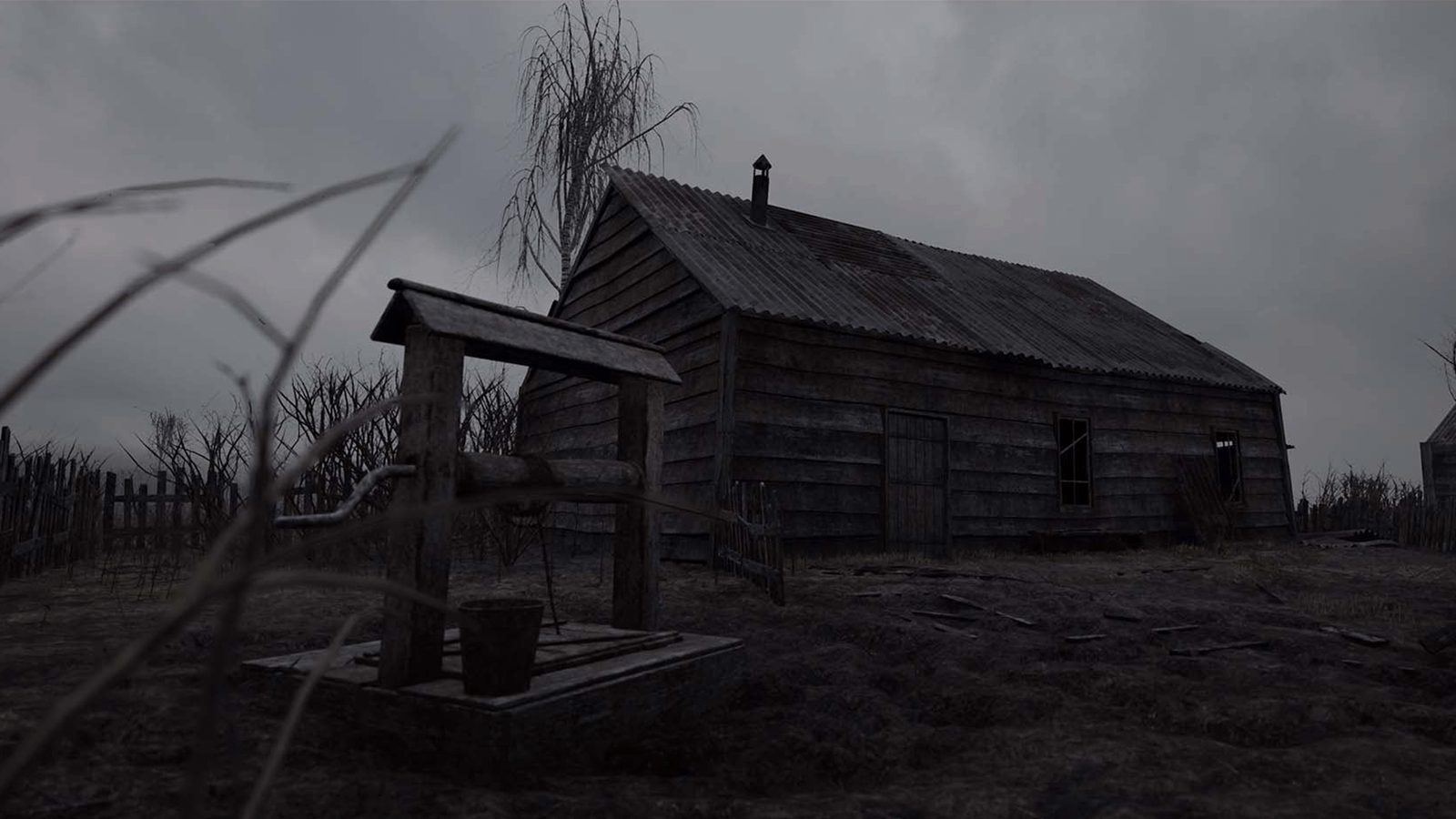 Abandoned Haunted Village virtual production standing set — angle 4 on the L.A. & ABQ Castle Studios stage