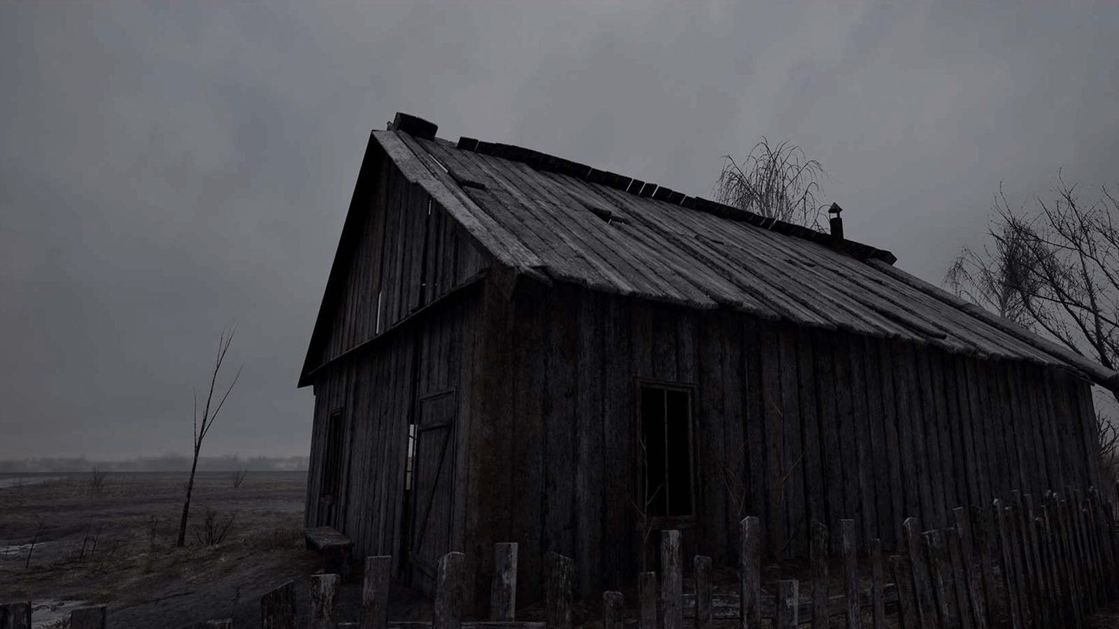Abandoned Haunted Village virtual production standing set — angle 9 on the L.A. & ABQ Castle Studios stage