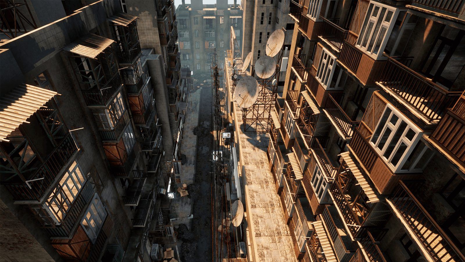 Abandoned Post Apocalyptic City virtual production standing set — angle 2 on the L.A. & ABQ Castle Studios stage