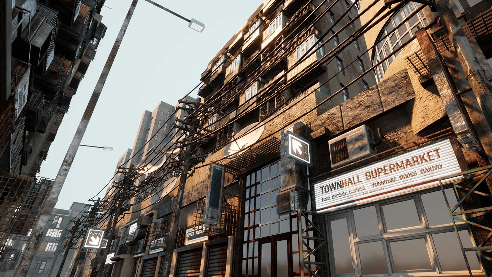Abandoned Post Apocalyptic City virtual production standing set — angle 5 on the L.A. & ABQ Castle Studios stage