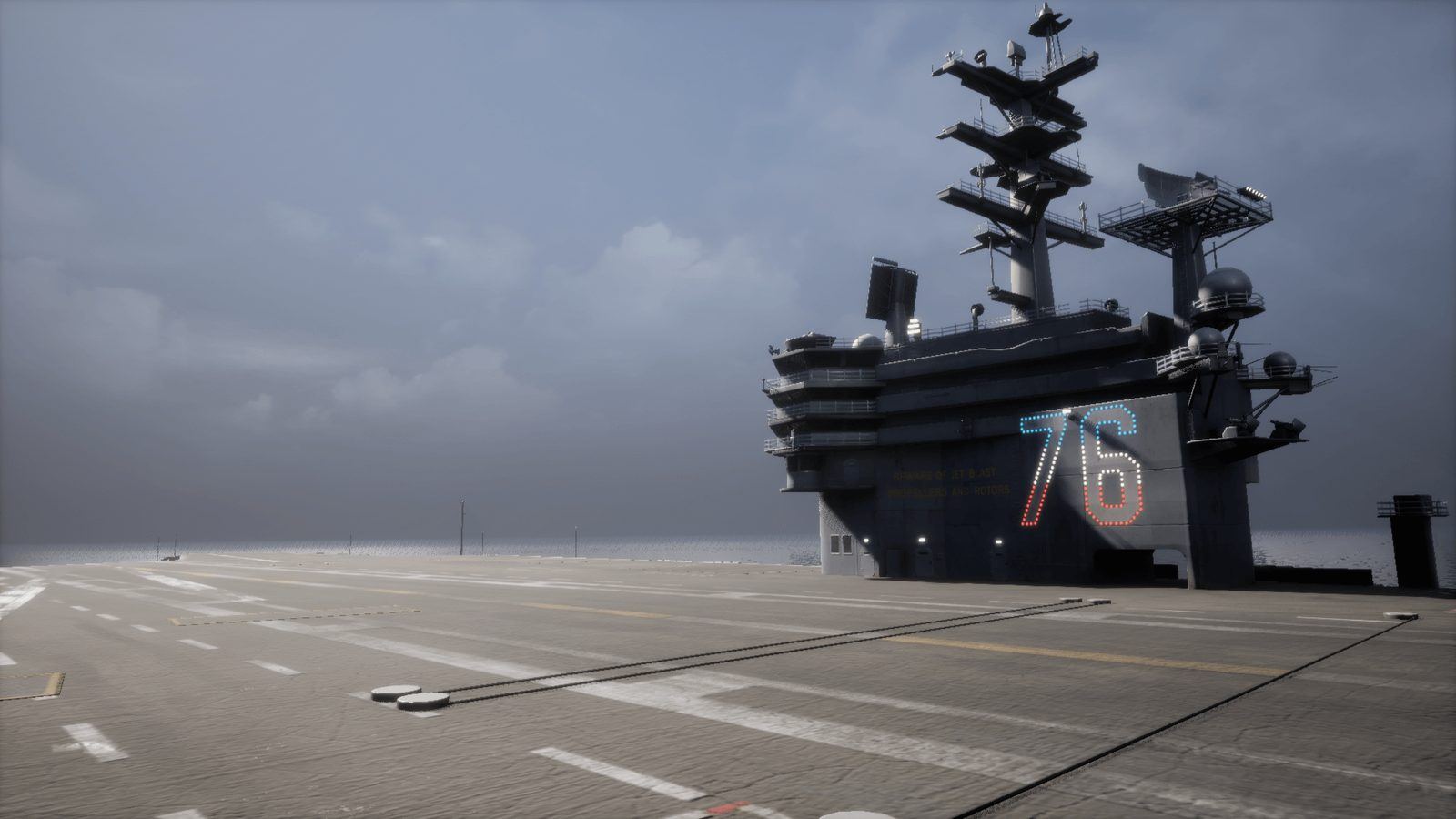 Aircraft Carrier virtual production standing set — angle 4 on the L.A. & ABQ Castle Studios stage