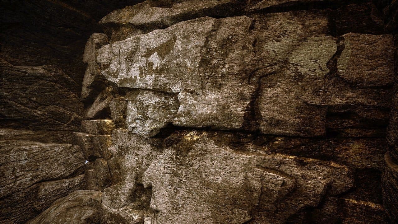 Ancient Cave Temple virtual production standing set — angle 12 on the L.A. & ABQ Castle Studios stage