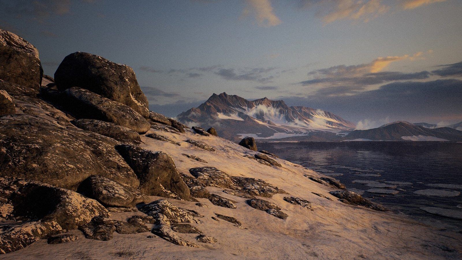 Arctic Landscape virtual production standing set — angle 3 on the L.A. & ABQ Castle Studios stage