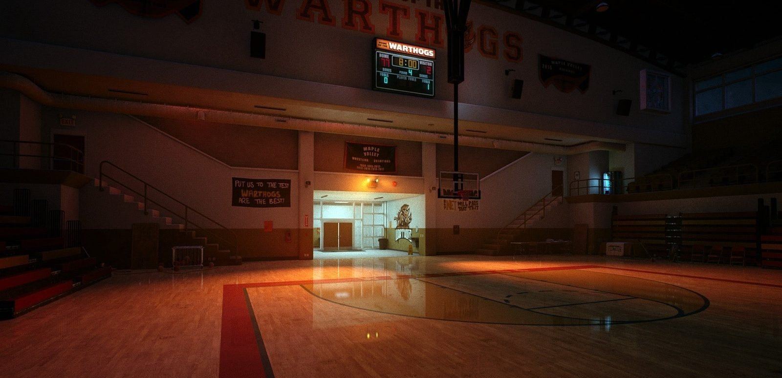 Basketball Court virtual production standing set — angle 11 on the L.A. & ABQ Castle Studios stage