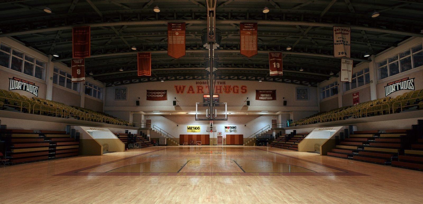 Basketball Court virtual production standing set — angle 13 on the L.A. & ABQ Castle Studios stage