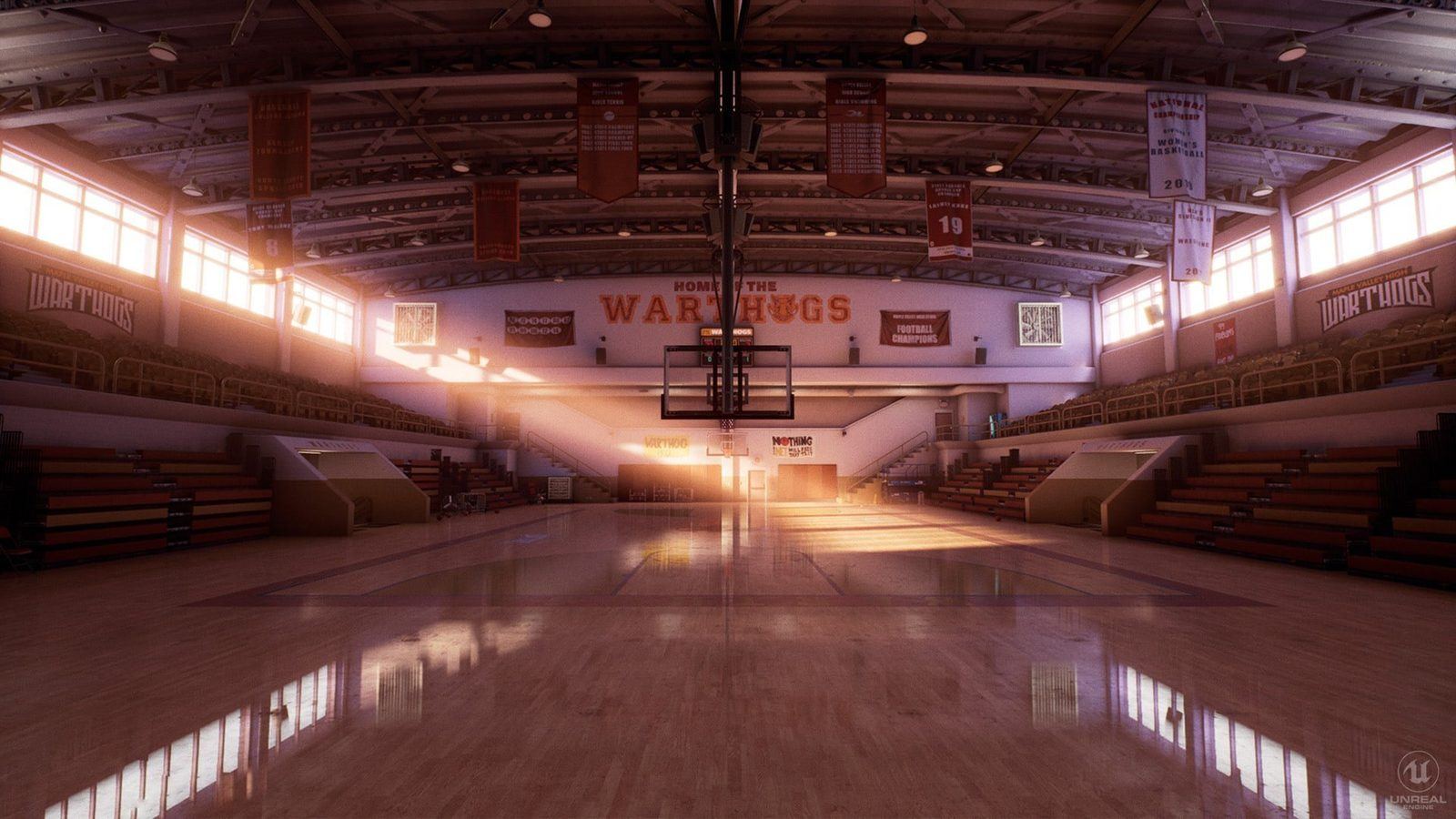 Basketball Court virtual production standing set — angle 4 on the L.A. & ABQ Castle Studios stage