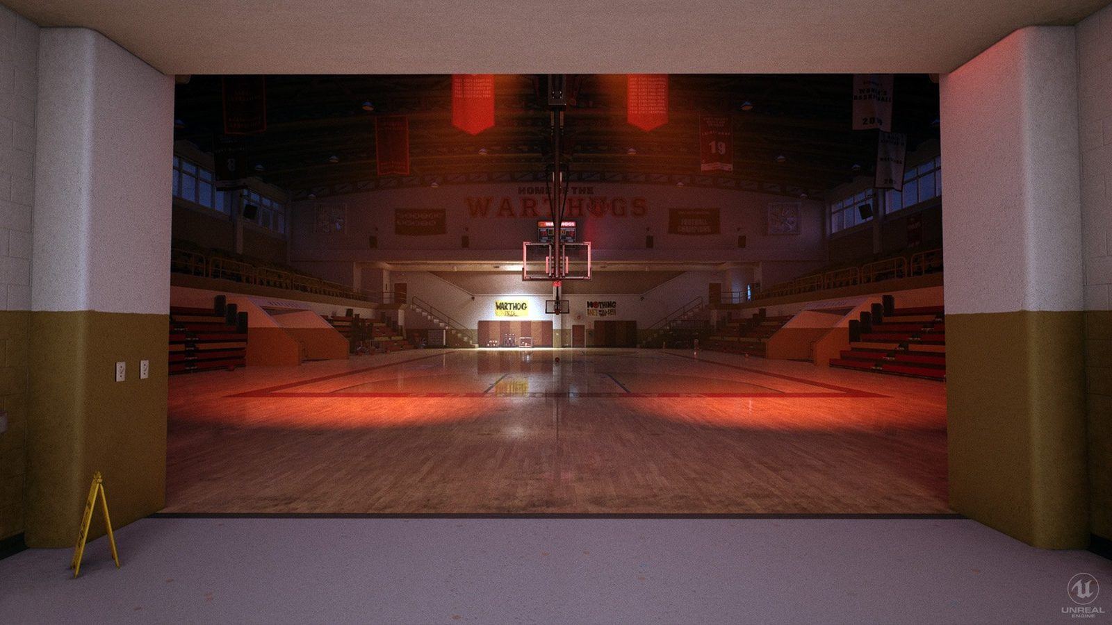 Basketball Court virtual production standing set — angle 6 on the L.A. & ABQ Castle Studios stage