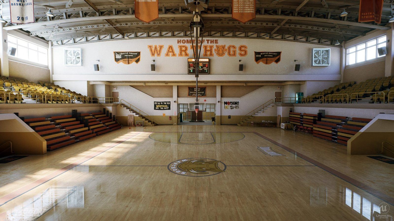 Basketball Court virtual production standing set — angle 7 on the L.A. & ABQ Castle Studios stage