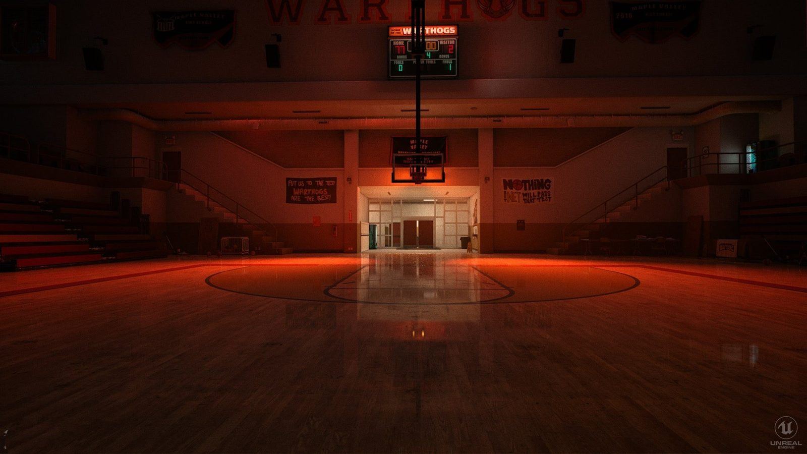 Basketball Court virtual production standing set — angle 8 on the L.A. & ABQ Castle Studios stage