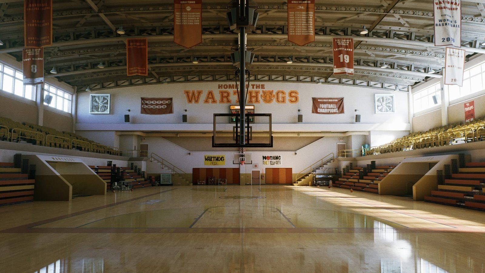 Basketball Court virtual production standing set — angle 9 on the L.A. & ABQ Castle Studios stage