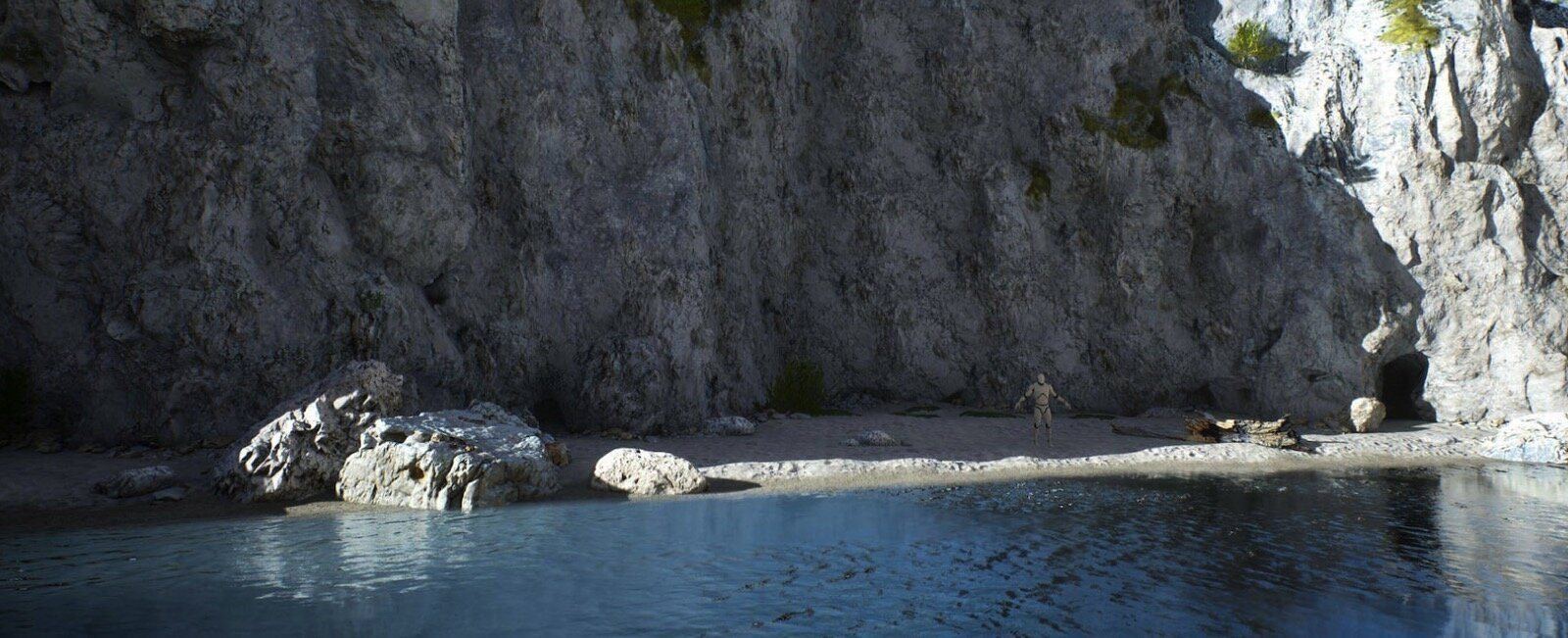 Beach with Cliffs virtual production standing set — angle 11 on the L.A. & ABQ Castle Studios stage