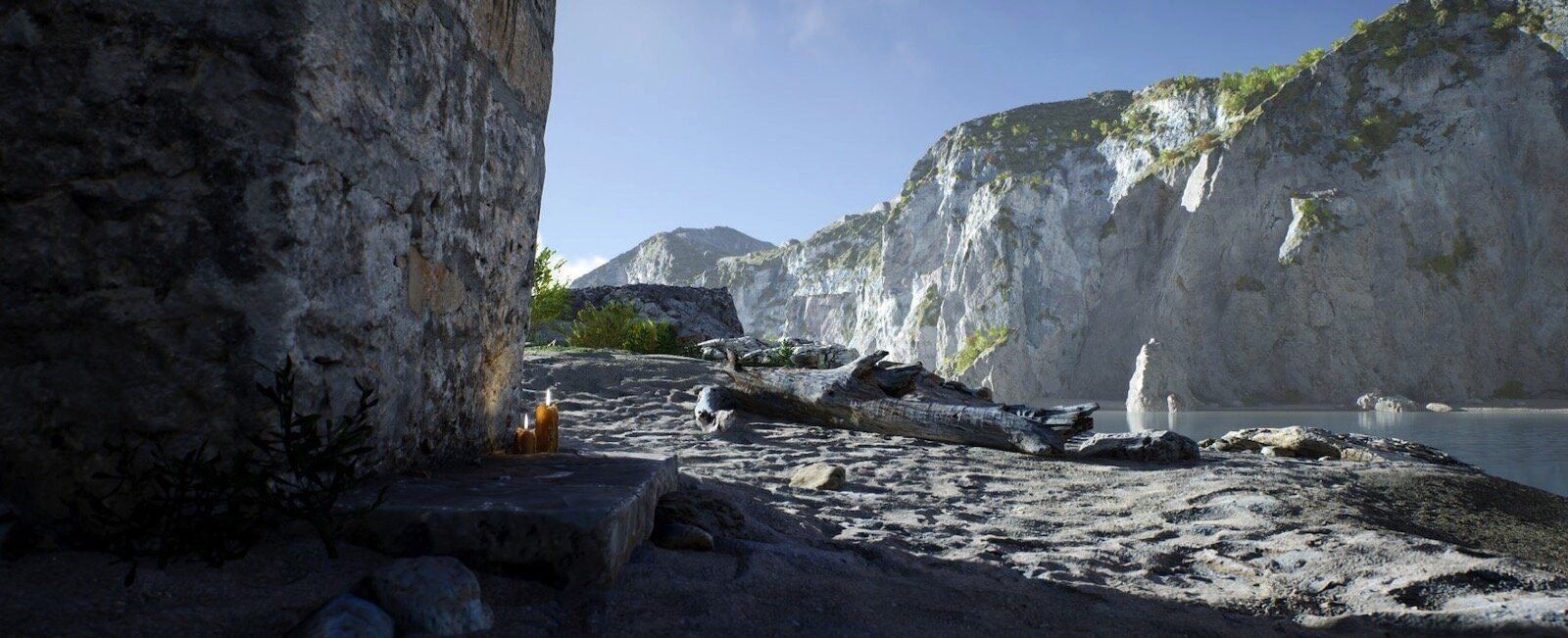 Beach with Cliffs virtual production standing set — angle 12 on the L.A. & ABQ Castle Studios stage