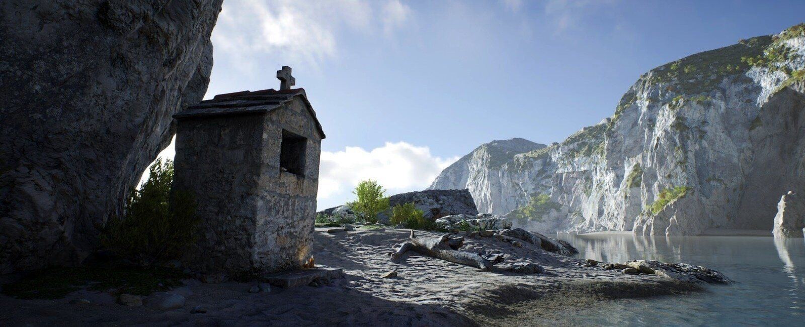 Beach with Cliffs virtual production standing set — angle 14 on the L.A. & ABQ Castle Studios stage
