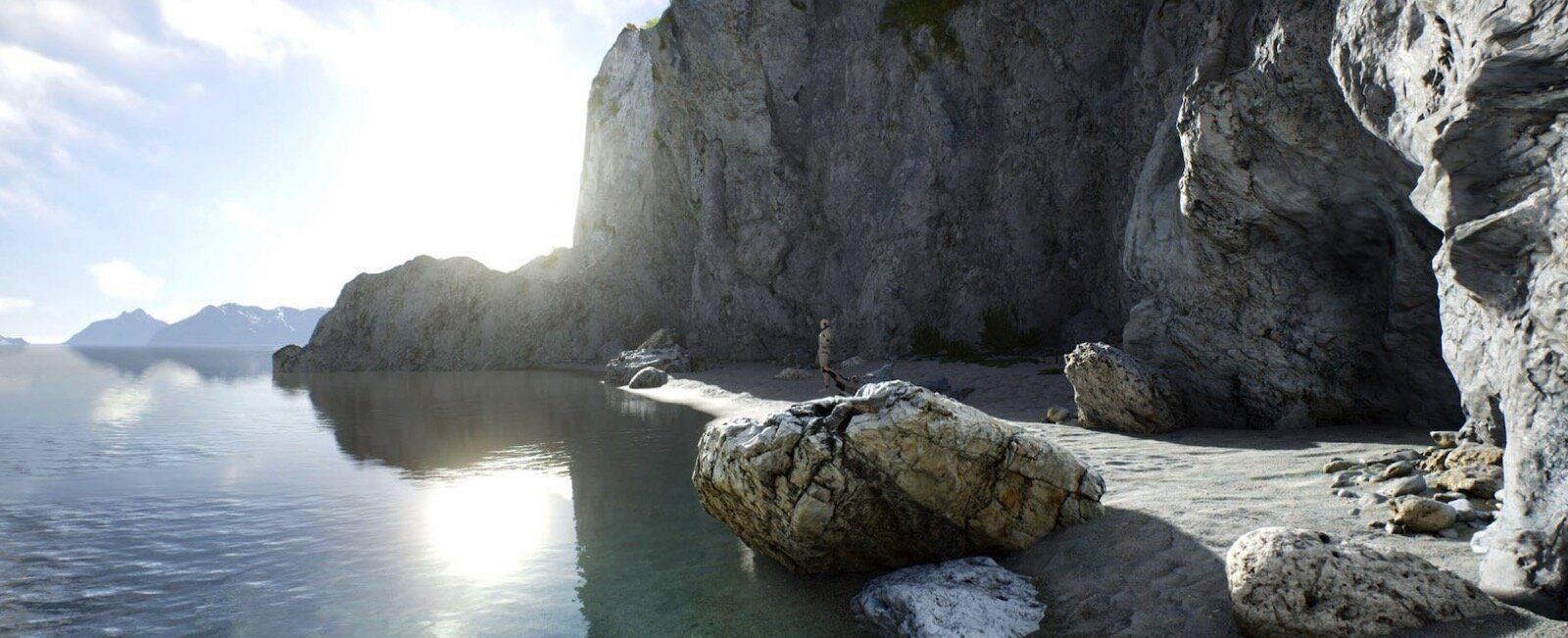 Beach with Cliffs virtual production standing set — angle 15 on the L.A. & ABQ Castle Studios stage