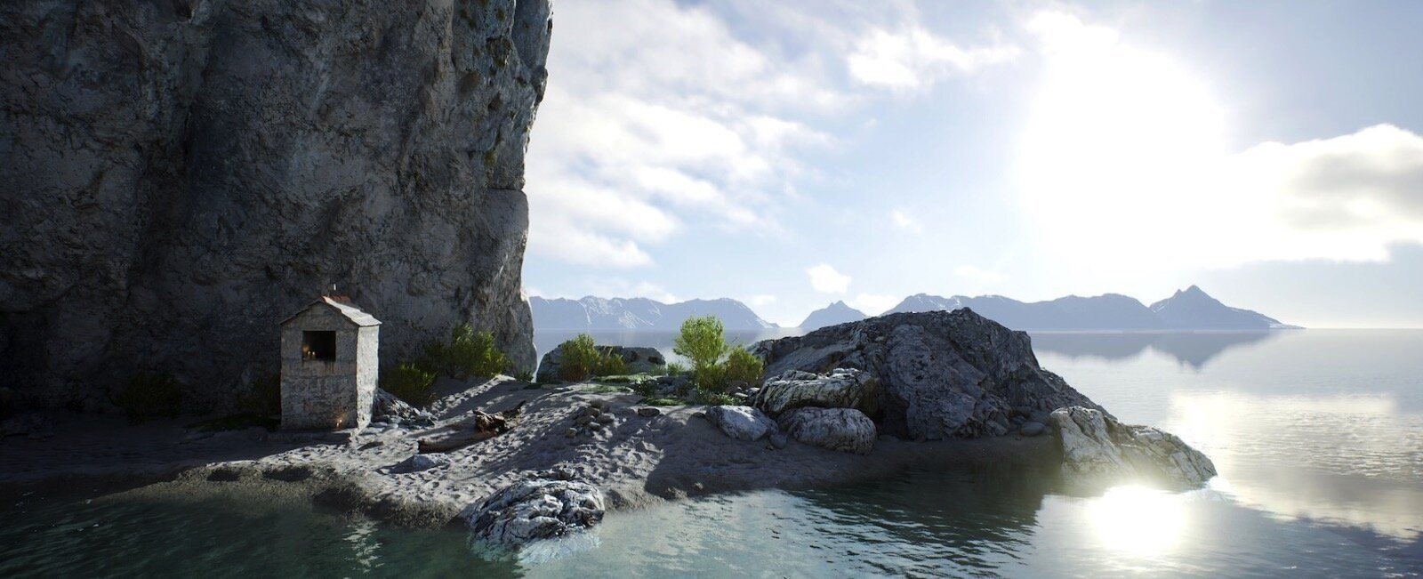 Beach with Cliffs virtual production standing set — angle 19 on the L.A. & ABQ Castle Studios stage