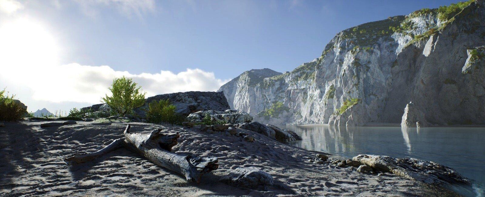 Beach with Cliffs virtual production standing set — angle 9 on the L.A. & ABQ Castle Studios stage