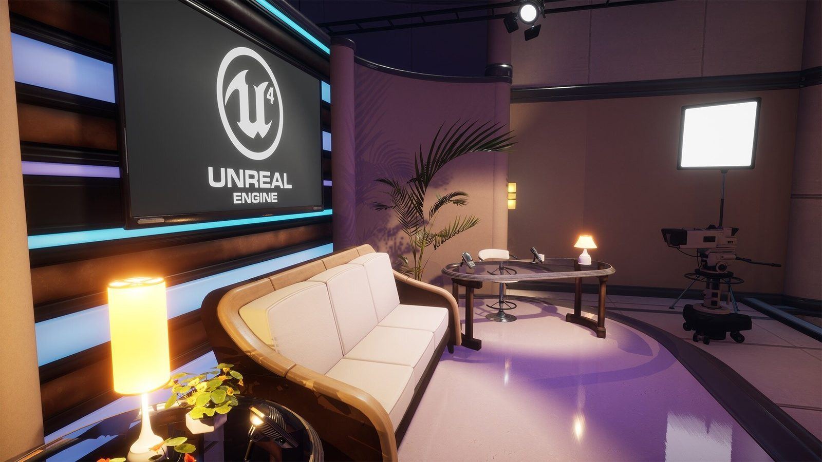 Broadcast Studio virtual production standing set — angle 3 on the L.A. & ABQ Castle Studios stage