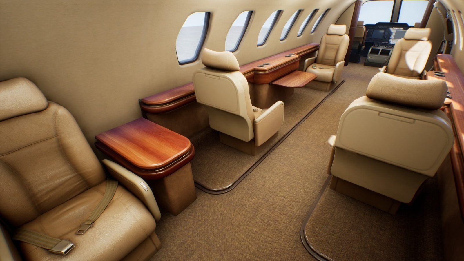 Business Jet virtual production standing set — angle 14 on the L.A. & ABQ Castle Studios stage