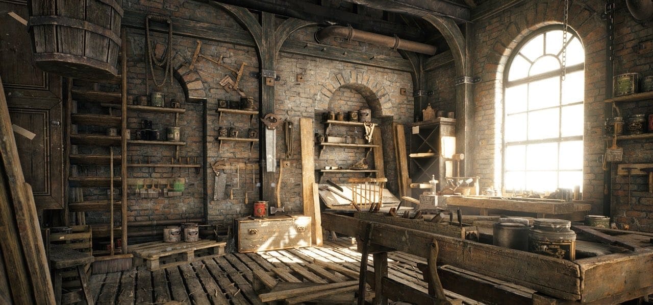 Carpenter's Workshop virtual production standing set — angle 3 on the L.A. & ABQ Castle Studios stage