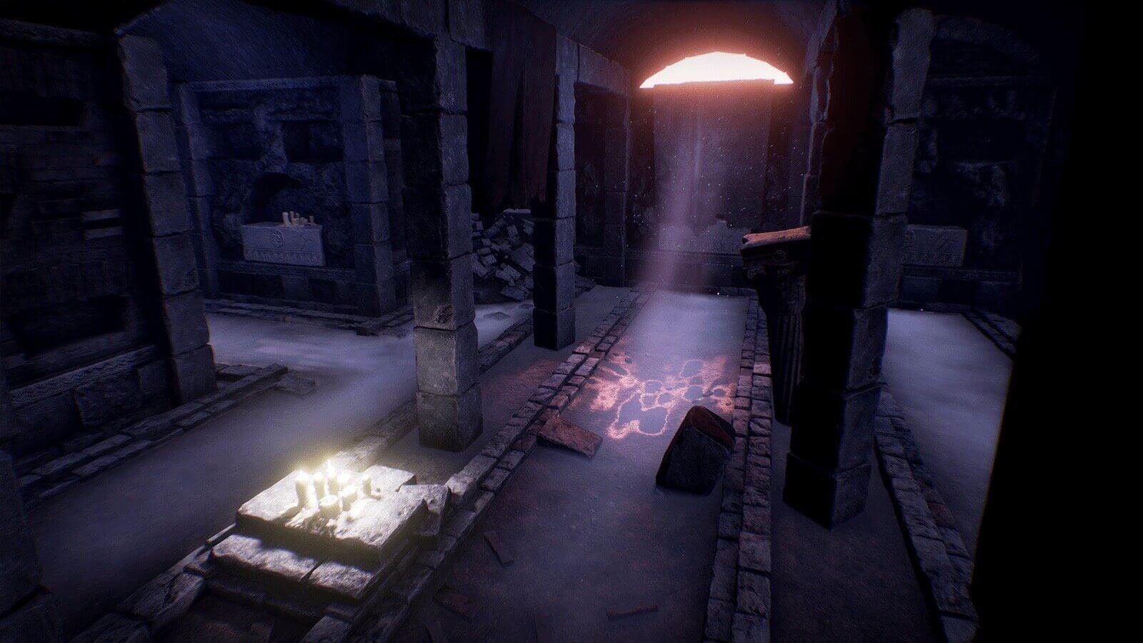 Catacombs virtual production standing set — angle 4 on the L.A. & ABQ Castle Studios stage