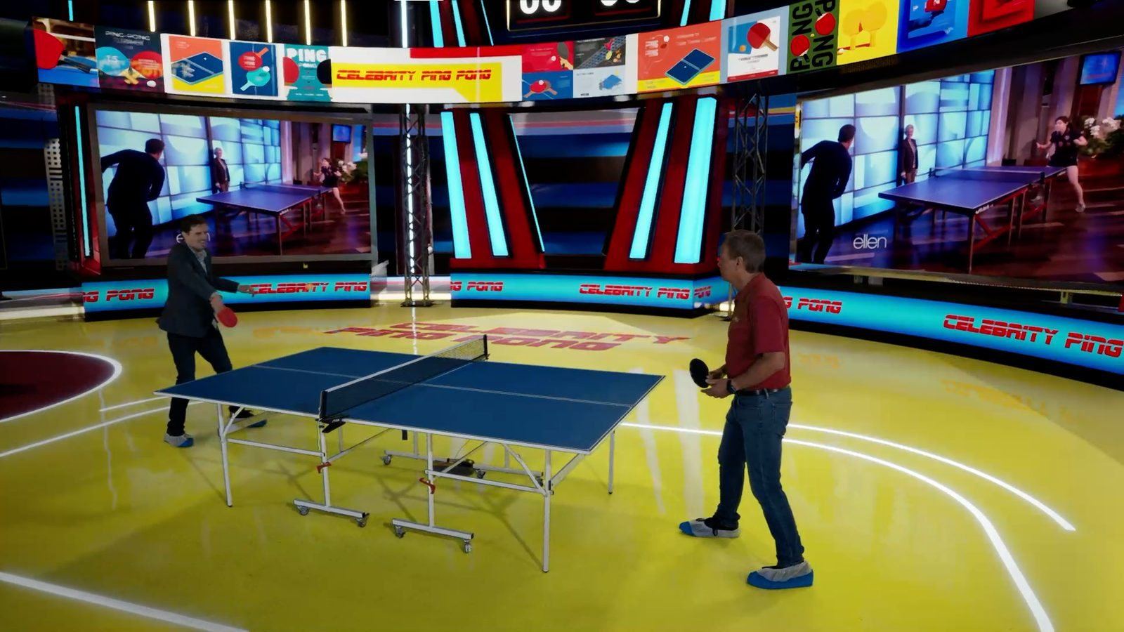 Celebrity Ping Pong virtual production standing set — angle 14 on the L.A. & ABQ Castle Studios stage