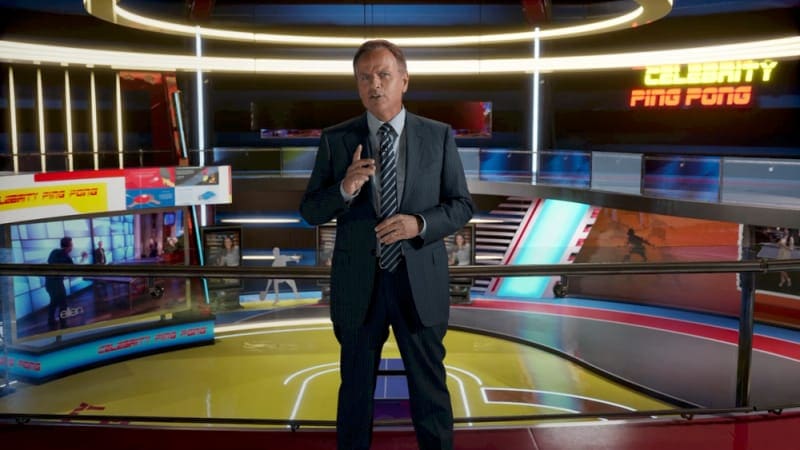 Celebrity Ping Pong virtual production standing set — angle 7 on the L.A. & ABQ Castle Studios stage