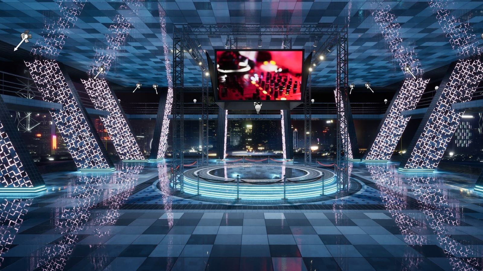 Center Arena virtual production standing set — angle 7 on the L.A. & ABQ Castle Studios stage
