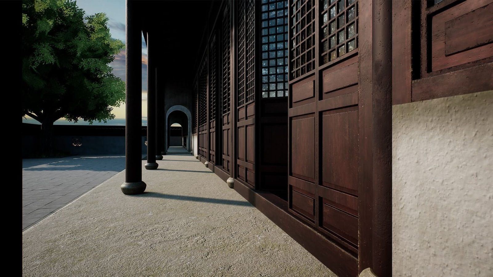 Chinese Temple virtual production standing set — angle 11 on the L.A. & ABQ Castle Studios stage