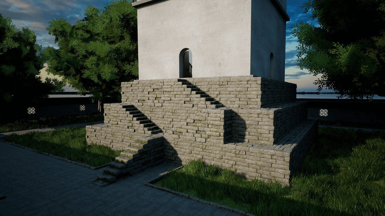 Chinese Temple virtual production standing set — angle 13 on the L.A. & ABQ Castle Studios stage