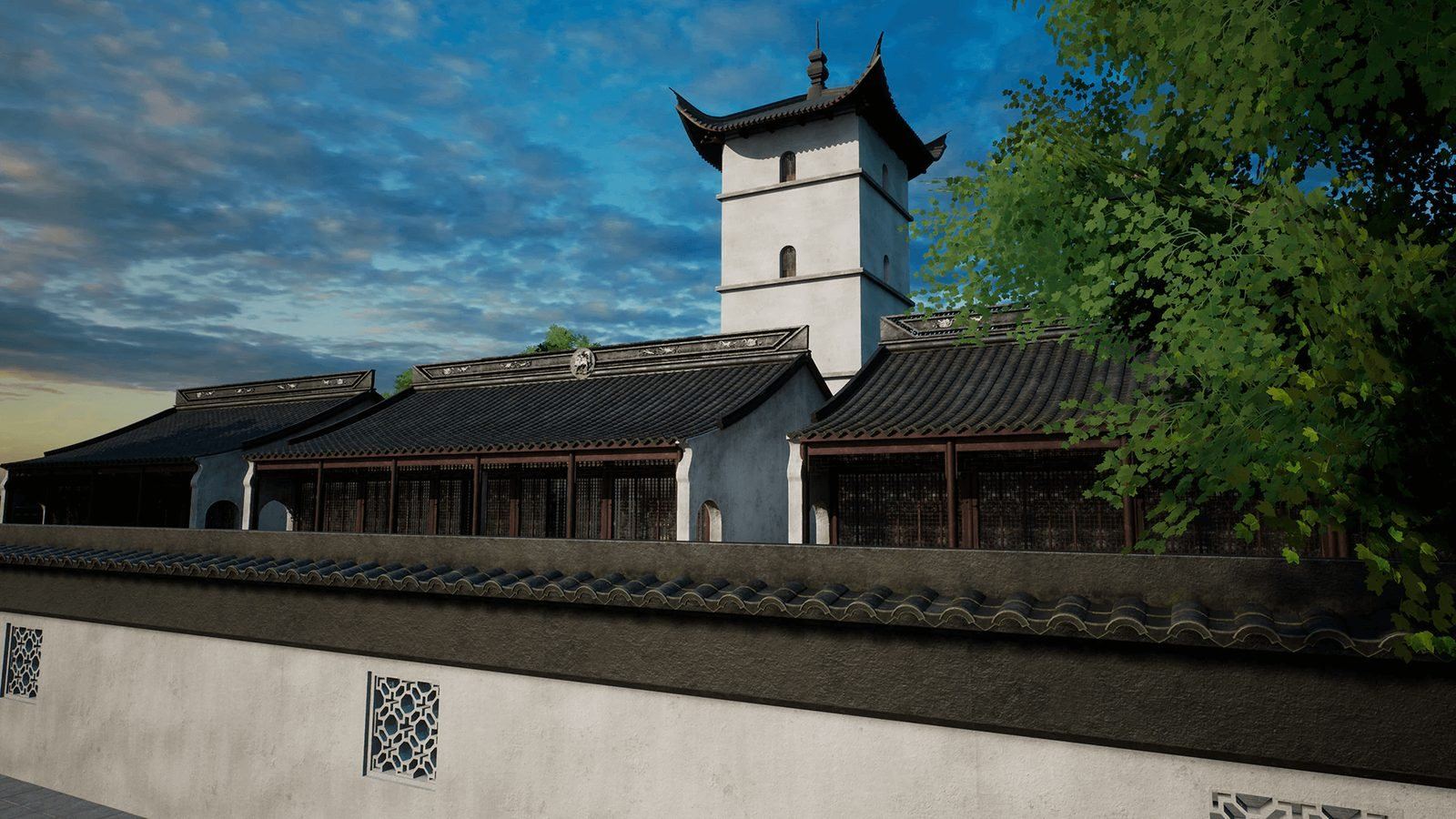 Chinese Temple virtual production standing set — angle 16 on the L.A. & ABQ Castle Studios stage