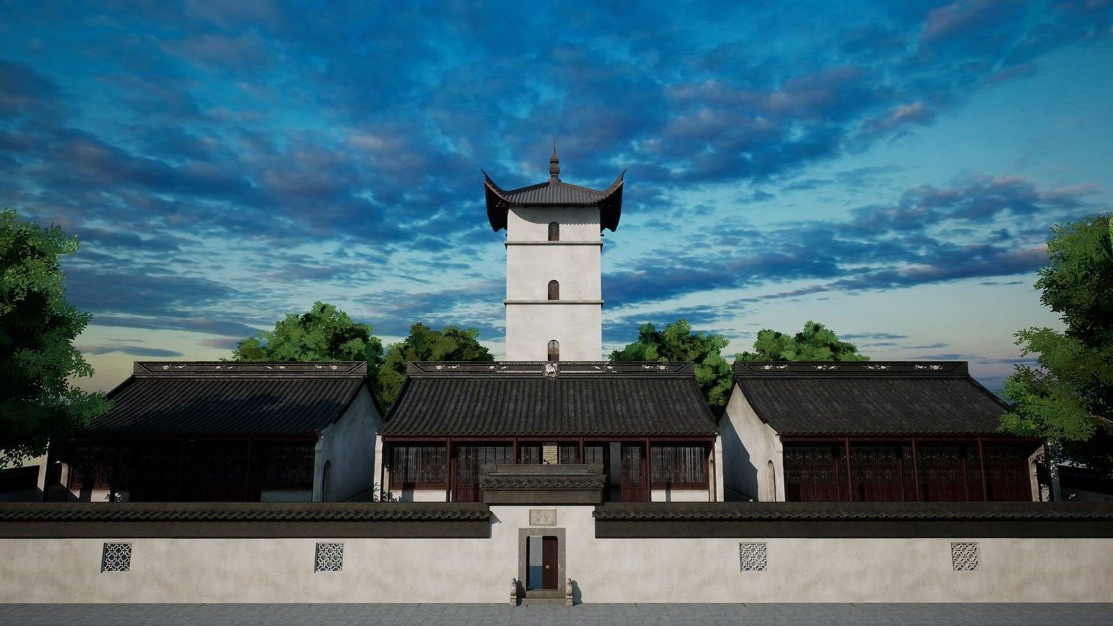 Chinese Temple virtual production standing set — angle 6 on the L.A. & ABQ Castle Studios stage