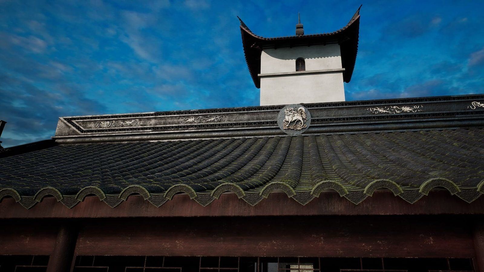 Chinese Temple virtual production standing set — angle 10 on the L.A. & ABQ Castle Studios stage