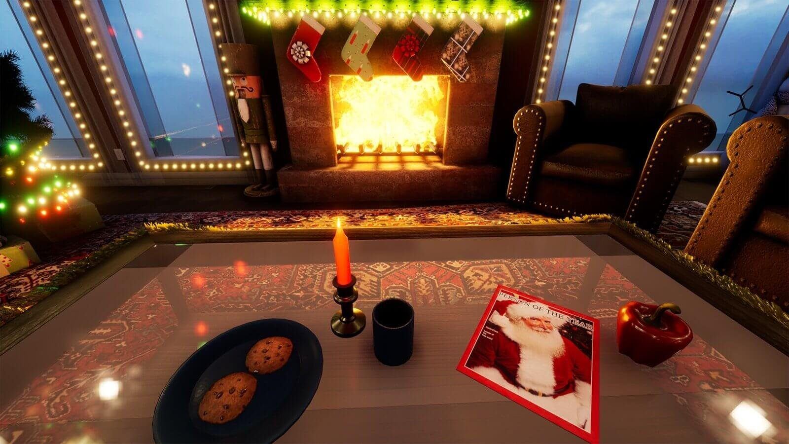 Christmas Home / Living Room virtual production standing set — angle 2 on the L.A. & ABQ Castle Studios stage