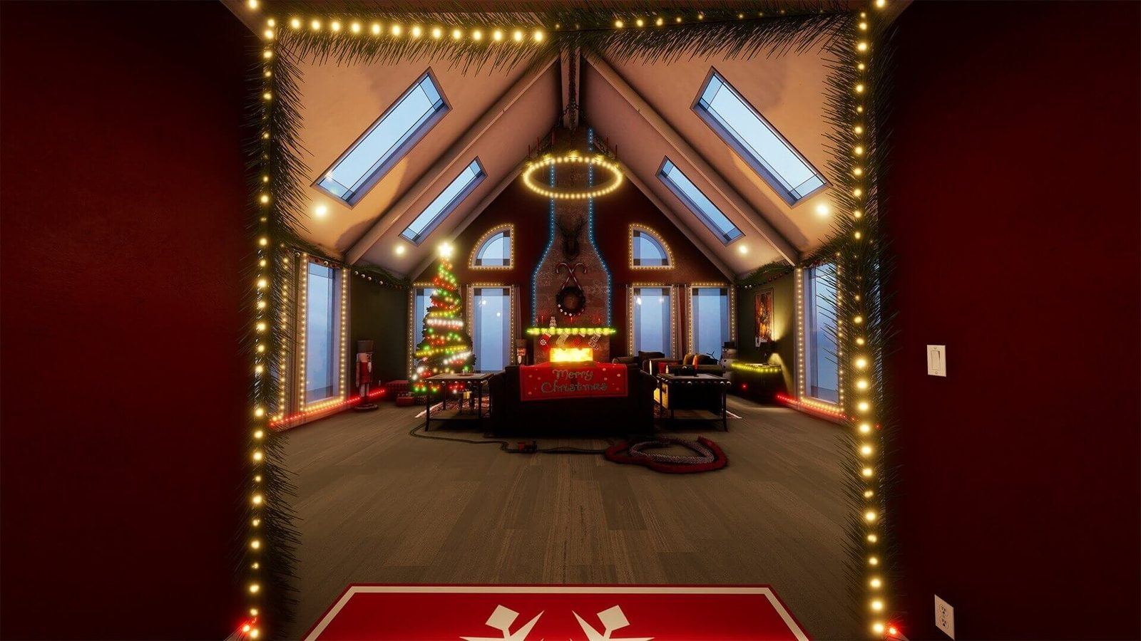 Christmas Home / Living Room virtual production standing set — angle 5 on the L.A. & ABQ Castle Studios stage