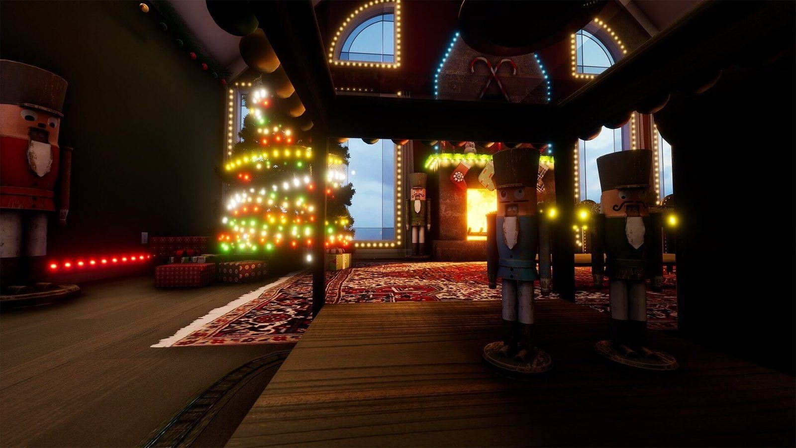Christmas Home / Living Room virtual production standing set — angle 6 on the L.A. & ABQ Castle Studios stage