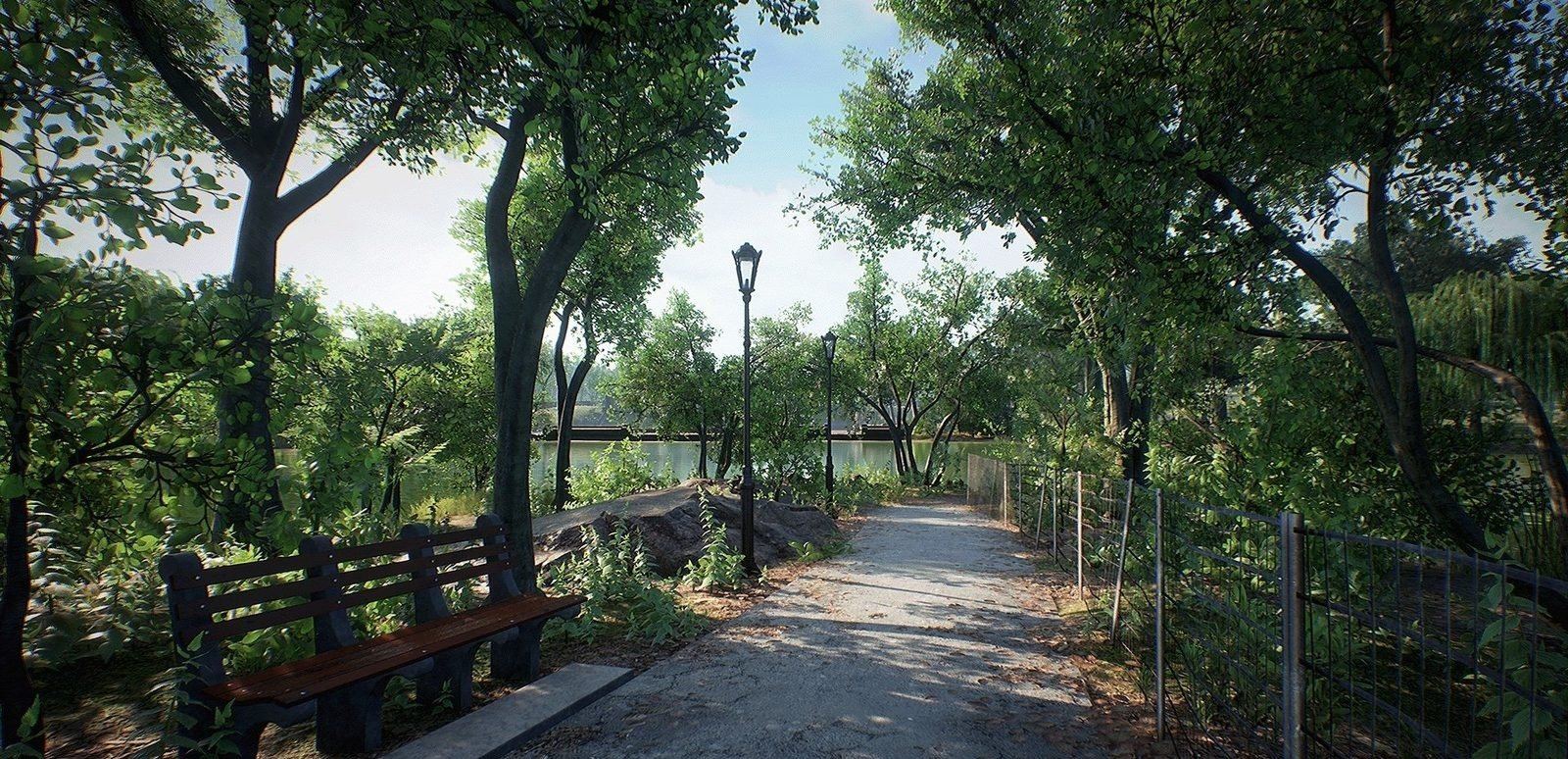 City Park virtual production standing set — angle 11 on the L.A. & ABQ Castle Studios stage