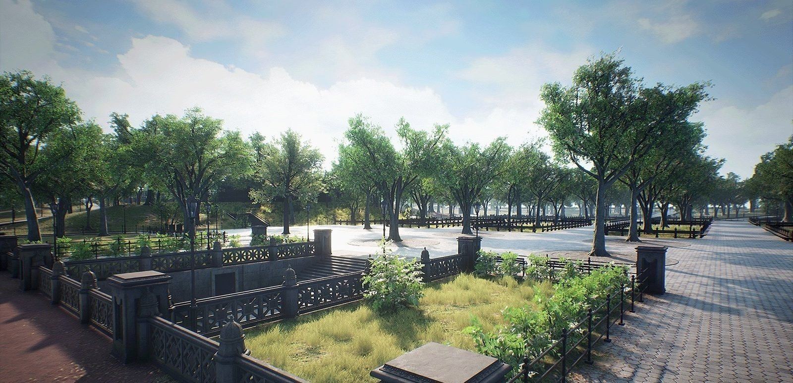 City Park virtual production standing set — angle 15 on the L.A. & ABQ Castle Studios stage