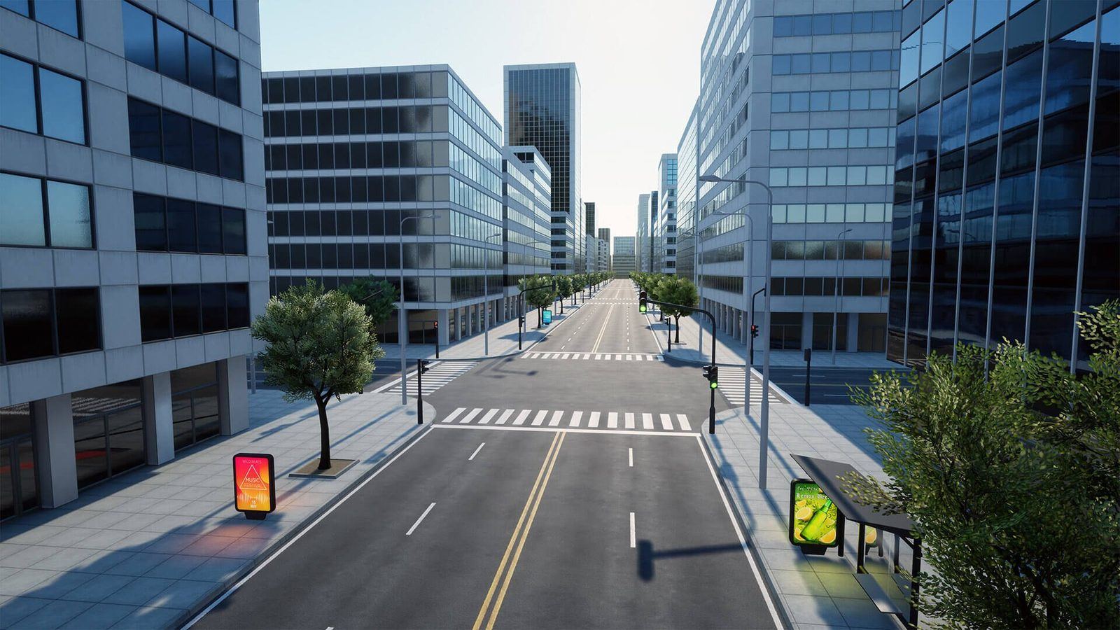City Urban Downtown virtual production standing set — angle 6 on the L.A. & ABQ Castle Studios stage