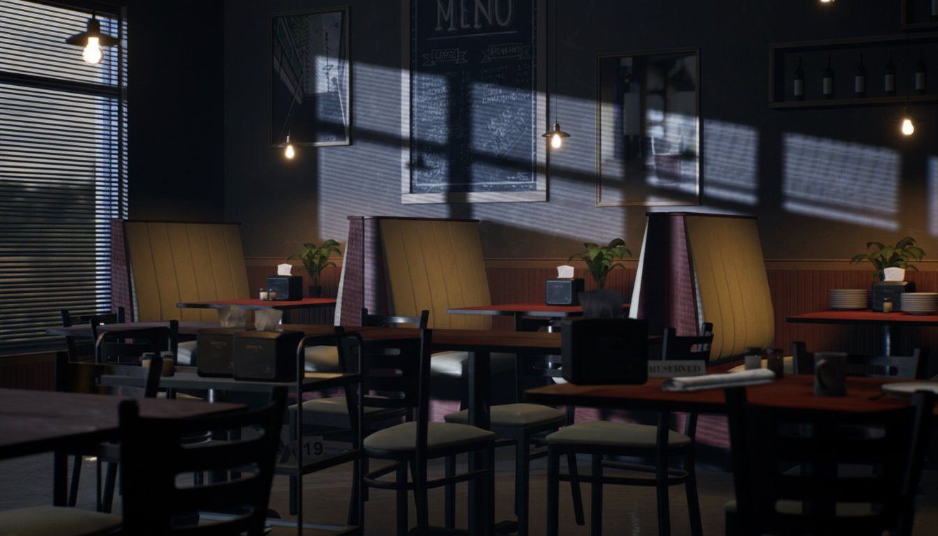 Coffee Shop & Diner virtual production standing set — angle 3 on the L.A. & ABQ Castle Studios stage
