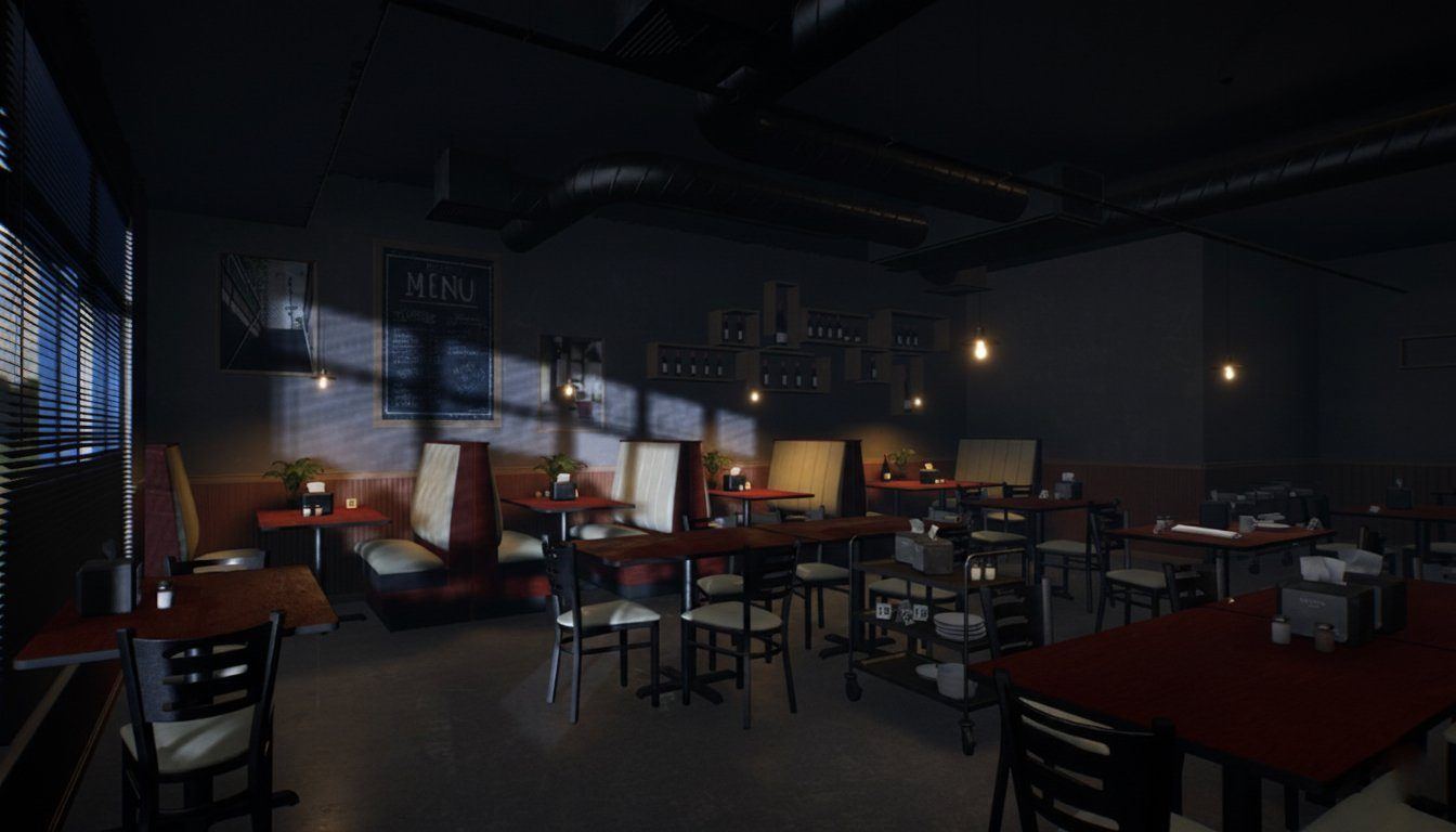 Coffee Shop & Diner virtual production standing set — angle 6 on the L.A. & ABQ Castle Studios stage