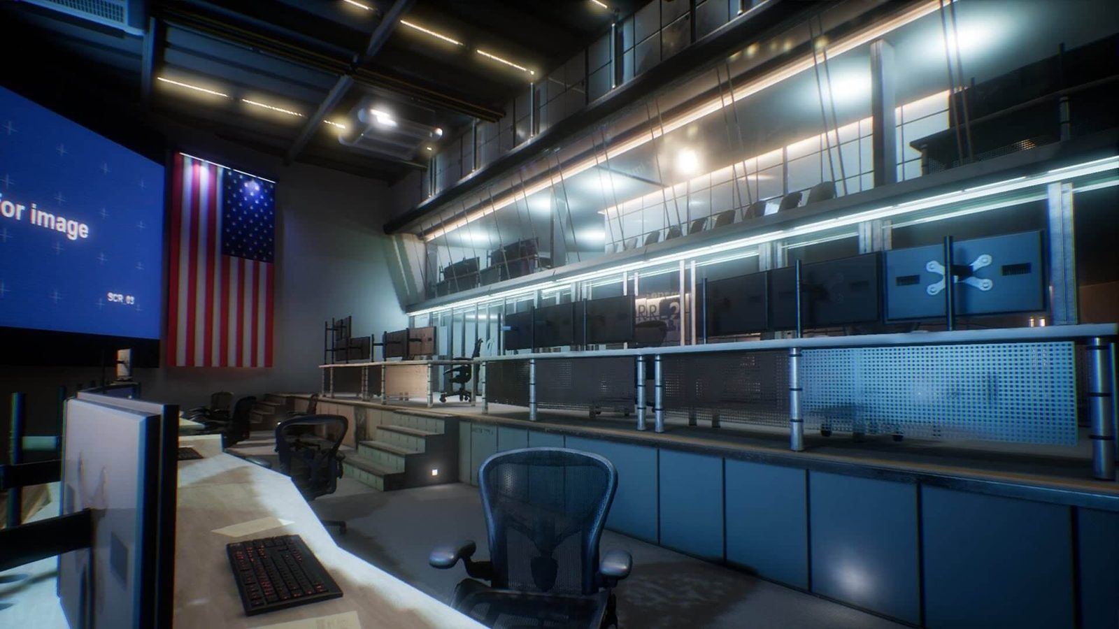 Command Center virtual production standing set — angle 8 on the L.A. & ABQ Castle Studios stage