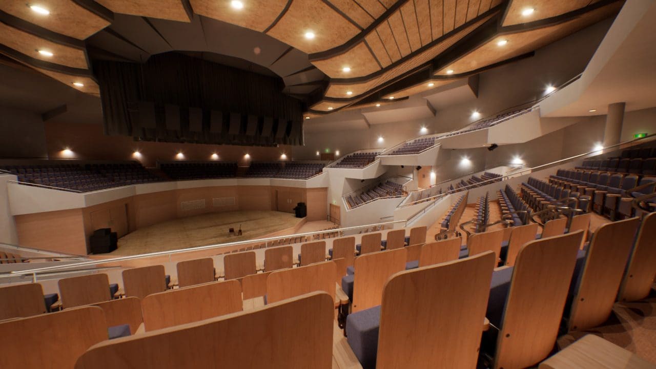 Concert Hall virtual production standing set — angle 4 on the L.A. & ABQ Castle Studios stage