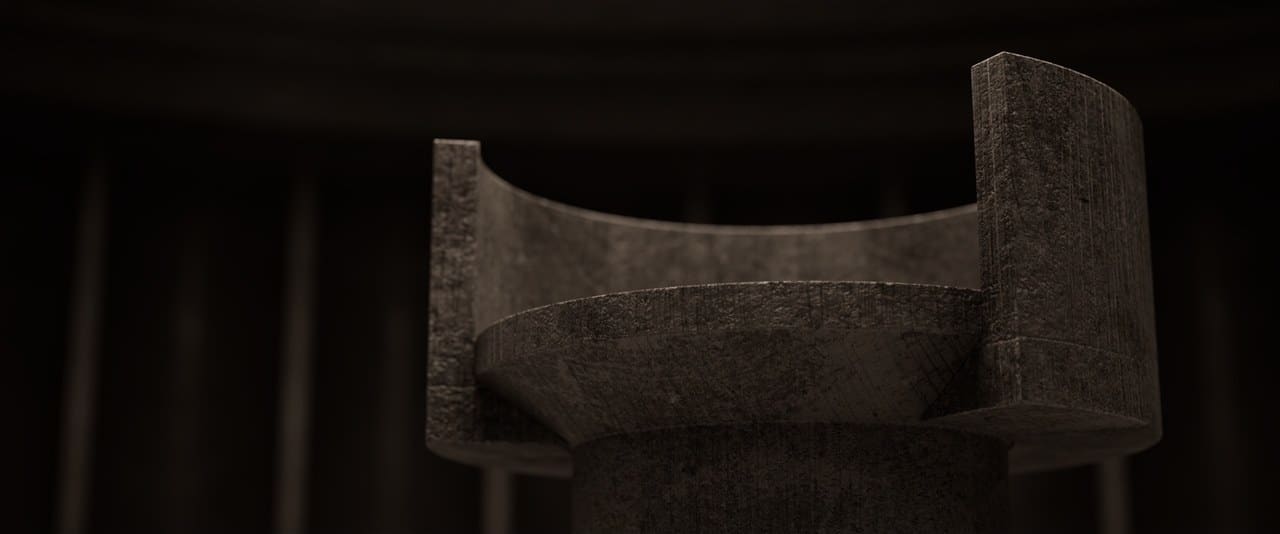 Concrete Throne Room virtual production standing set — angle 18 on the L.A. & ABQ Castle Studios stage