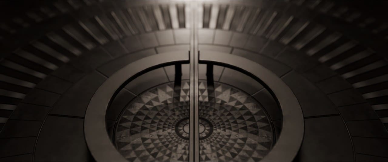 Concrete Throne Room virtual production standing set — angle 7 on the L.A. & ABQ Castle Studios stage