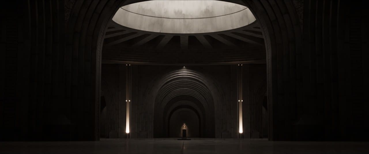 Concrete Throne Room virtual production standing set — angle 9 on the L.A. & ABQ Castle Studios stage