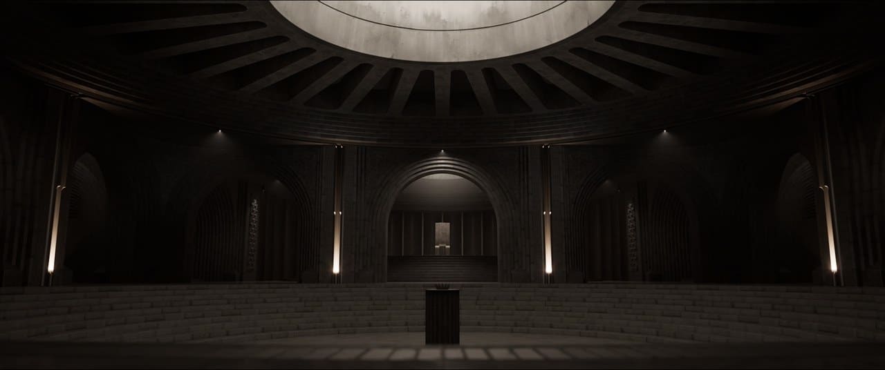 Concrete Throne Room — ready-to-shoot virtual production set on the L.A. & ABQ Castle Studios stage