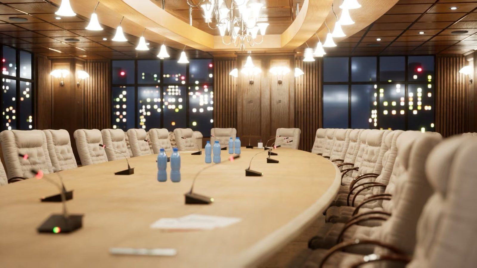 Conference Room virtual production standing set — angle 2 on the L.A. & ABQ Castle Studios stage